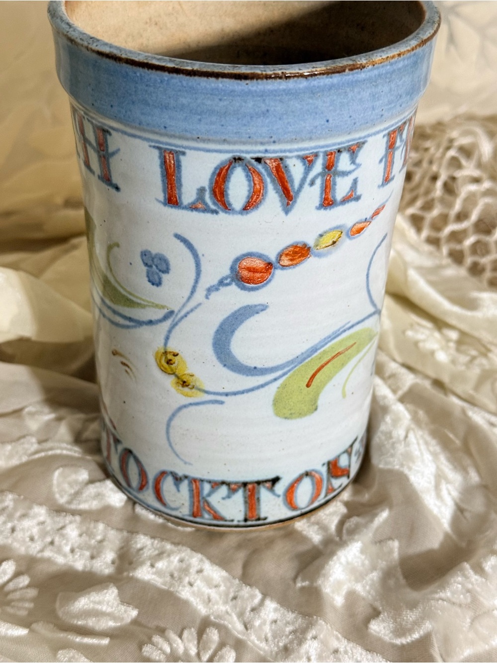 6” Hand Painted Studio Pottery Crock Vase
